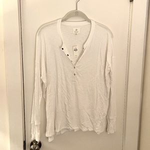 Aeria Offline Ribbed Long Sleeve Henley XS White